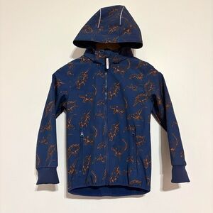 H&M Blue Jacket Orange Dinosaurs Softshell Rain Windproof Kids 7-8